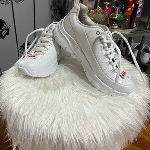 Skechers White Platform Sneakers with Elevated Sole 6.5